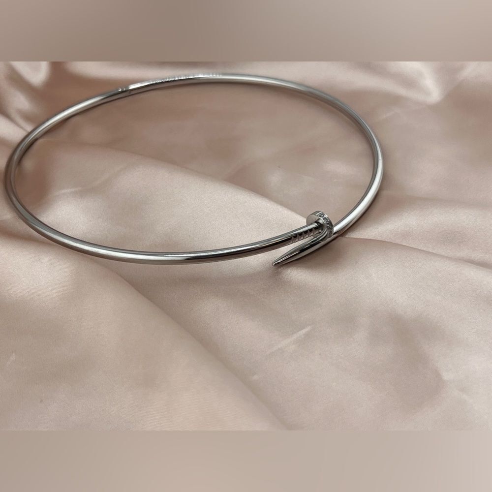 Nail shaped Silver Plaited Stainless Steel Chocker Logo - Picture 4 of 8